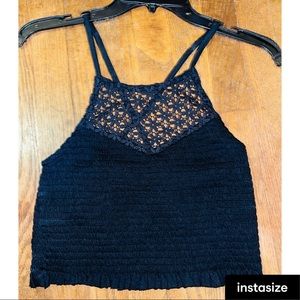 Black crop top with crossed back